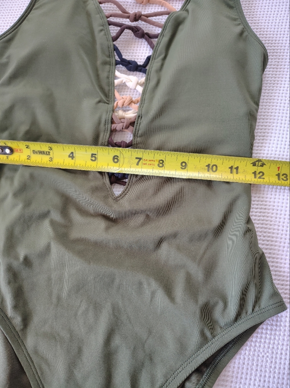 Bleu Rod Beattie Olive Green One-Piece Swimsuit with Lattice Front Size 6 - Picture 3 of 11